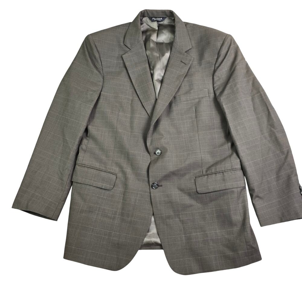 Jos. A. Bank Plaid Blazer Men's 43R Brown Sport Coat Career 100% Wool Two Button